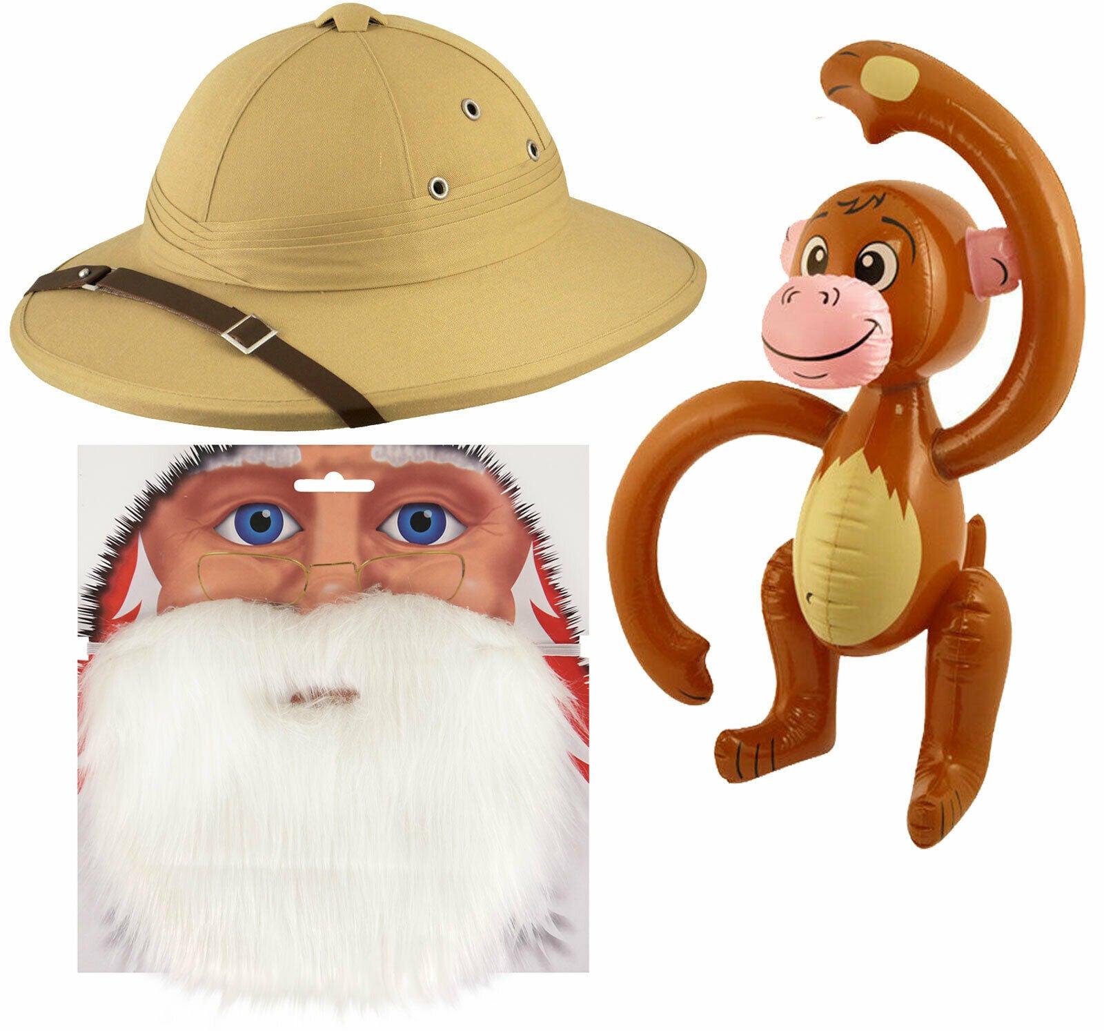 Santa Beard Safari Pith Hat Inflatable Monkey Christmas Xmas Party