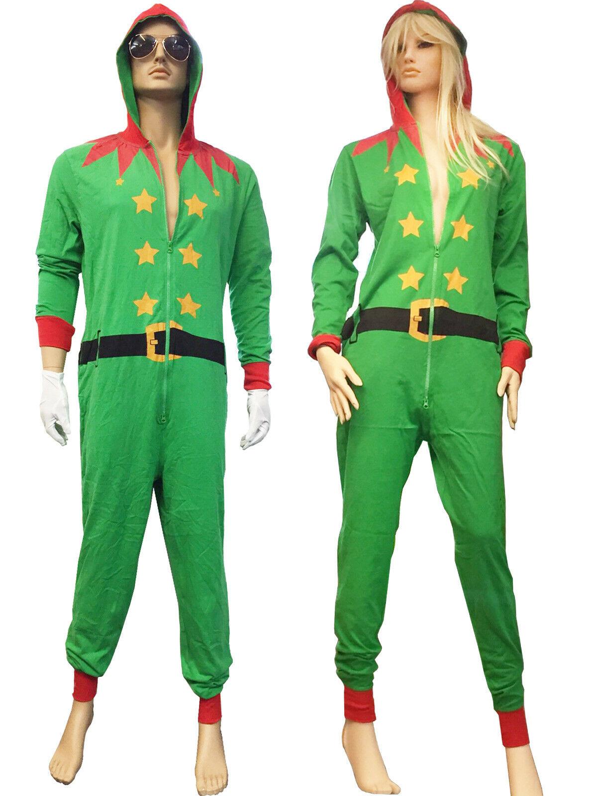 Unisex Christmas Green Elf Jumpsuit Outfit Xmas Novelty Fancy