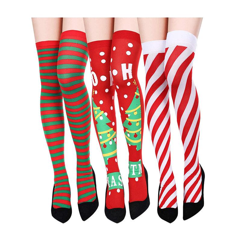 The Best Ladies' Candy Cane OTK Socks for Christmas