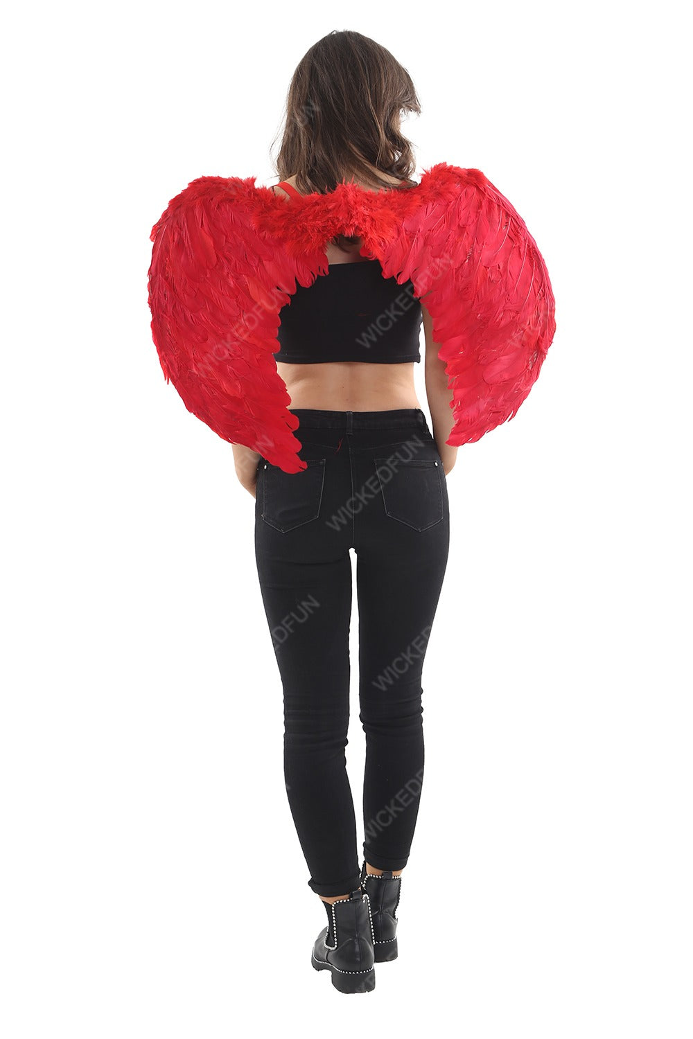 Red Feather Wings Large (Folding) - Women's Deluxe Feather Angel Wings for Costumes