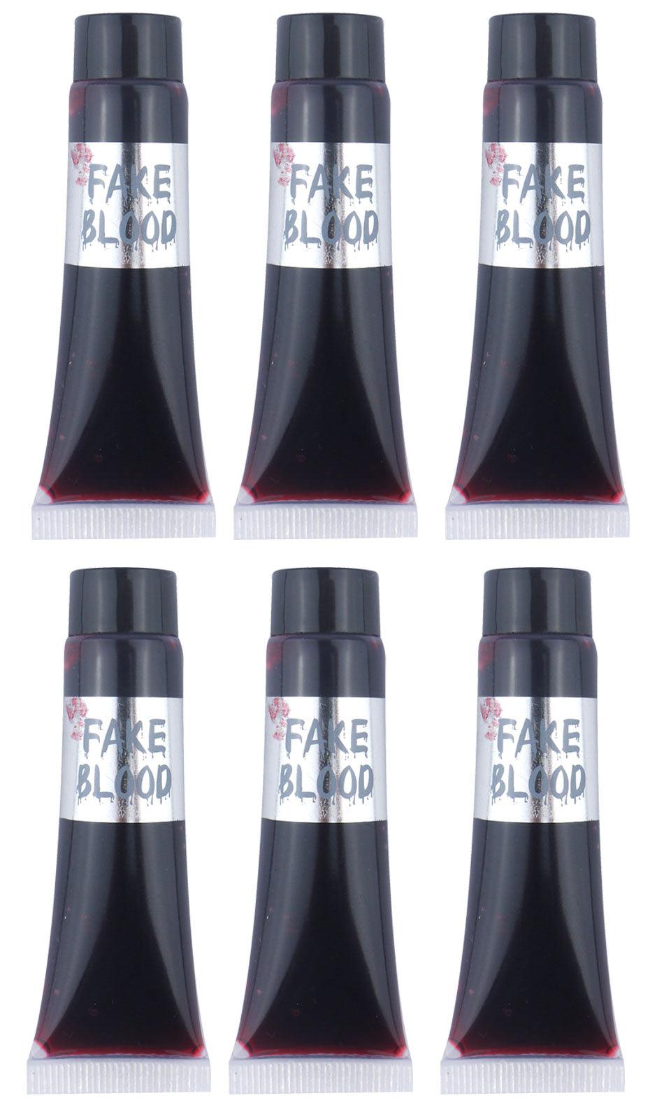 6x Fake Blood Tubes - 16ml Halloween Horror Vampire Theme Party Fancy Dress Makeup Accessories - Labreeze