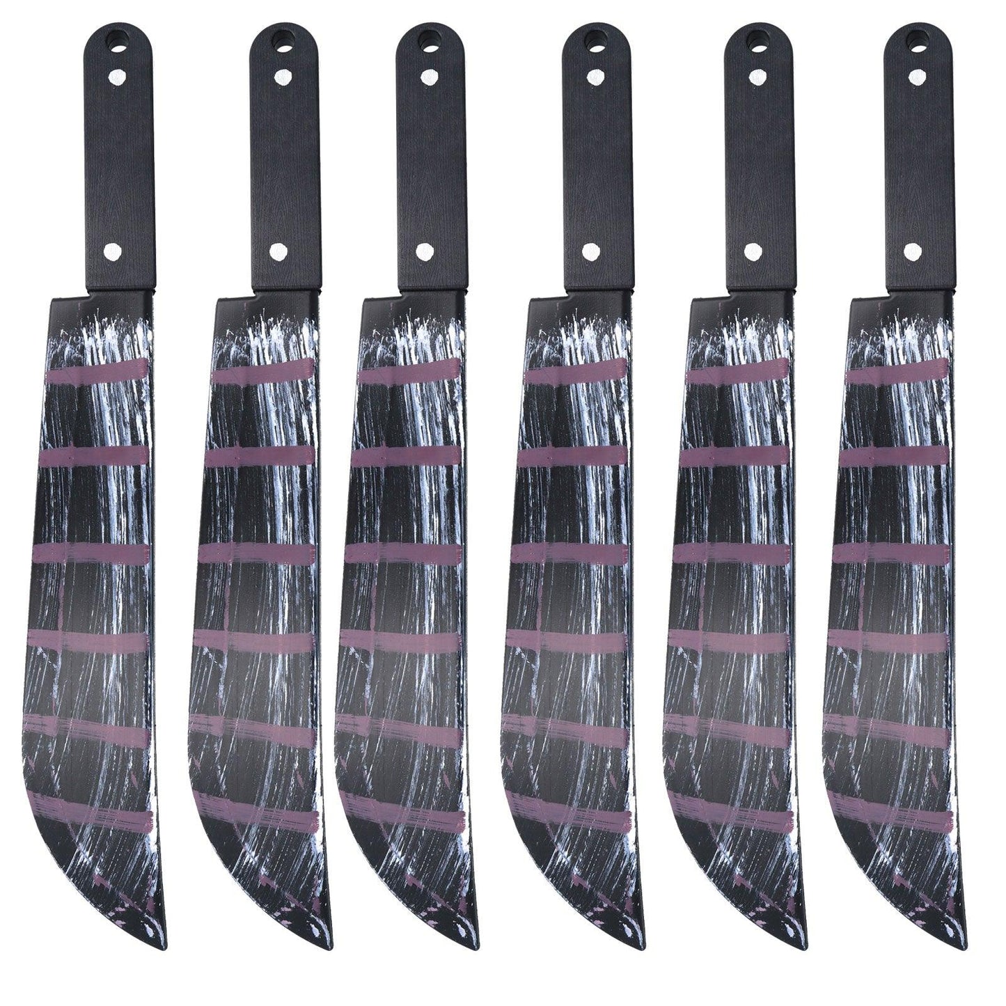 6x Realistic Bloodied Machete Weapon Plastic - 50 cm Halloween Horror Killer Fancy Dress Party Costume Props - Labreeze