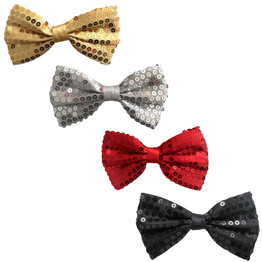 Sequin Satin Shiny Bow Tie Dickie Show Sparkly Fancy Dress Unisex Dance Party Theatre Bow Tie