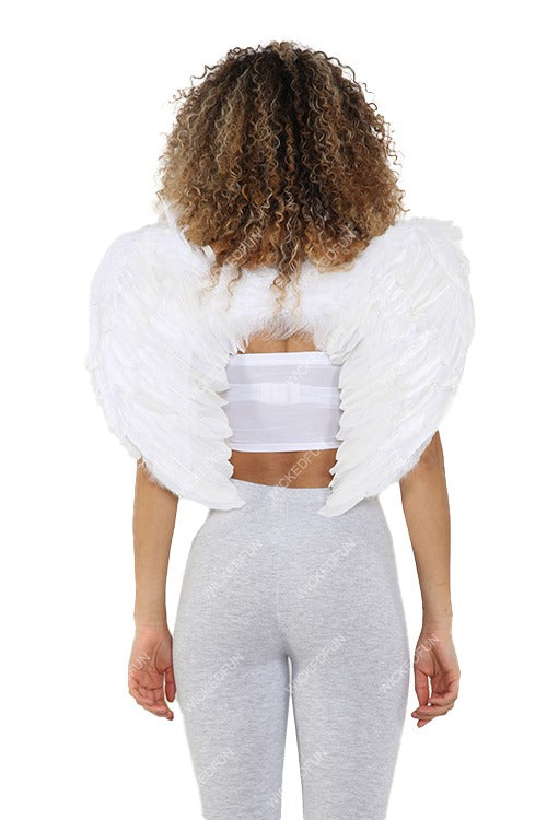 White Deluxe Feather Angel Wings Medium (Folding)_ Women's Costumes