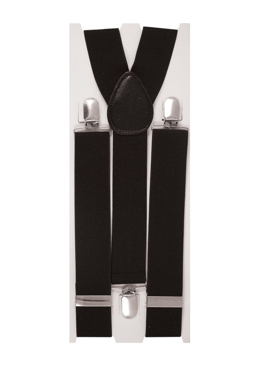 Black Suspenders Braces with Leather Ends and Clips