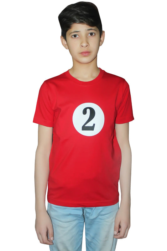 Children's 2 Red Printed T-Shirt - Vibrant Style for Little Trendsetters