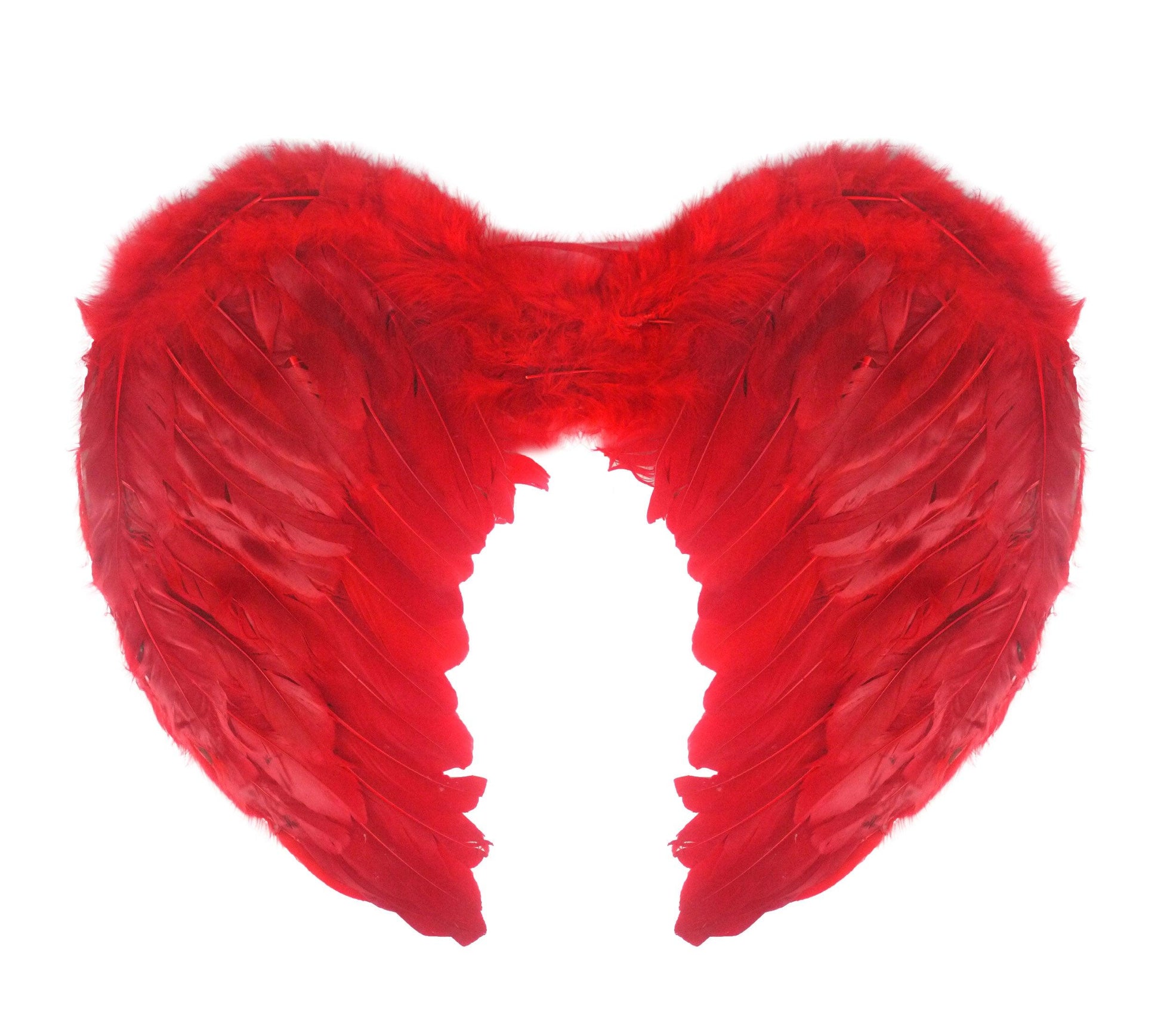 Adult Red Angel Feather Wings 44cm x 34cm Red Devil Halloween Fancy Dress Party Costume Accessory - Labreeze