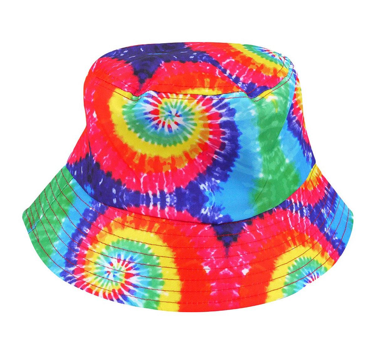 Adults Rainbow Pride Bucket Hat with Spirals LGBTQ Gay Parade Party Fancy Dress Hat - Labreeze