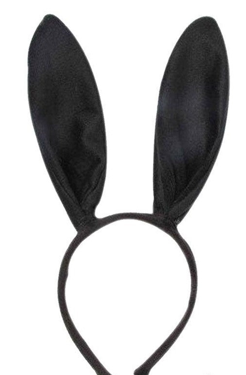 Black bunny Ears on Headband Long Lace Gloves Halloween Spooky Fancy Dress Party 2  Pcs Set