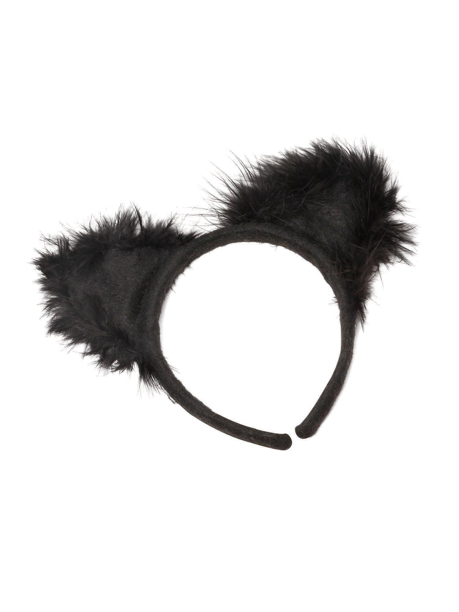 Black Cat Ears Marabou on Headband Book Week Fancy Dress Costume Accessories - Labreeze