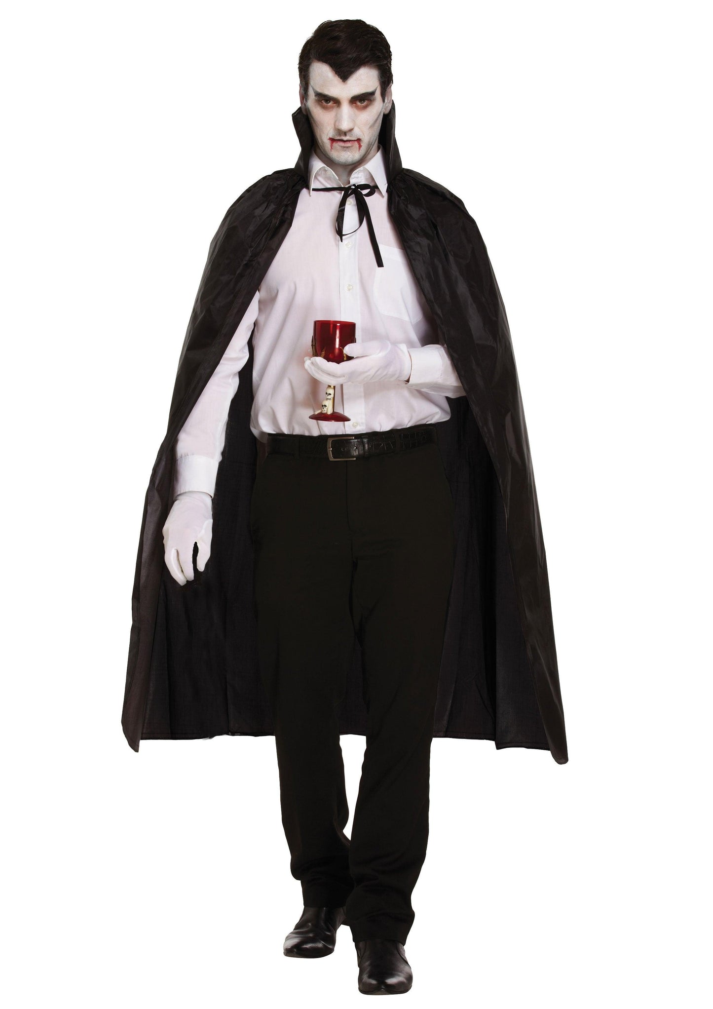 Black Dracula Cape, Male Evil Grin Face Mask, and Reaper Scythe Costume Set - Halloween Dracula Costume - Labreeze