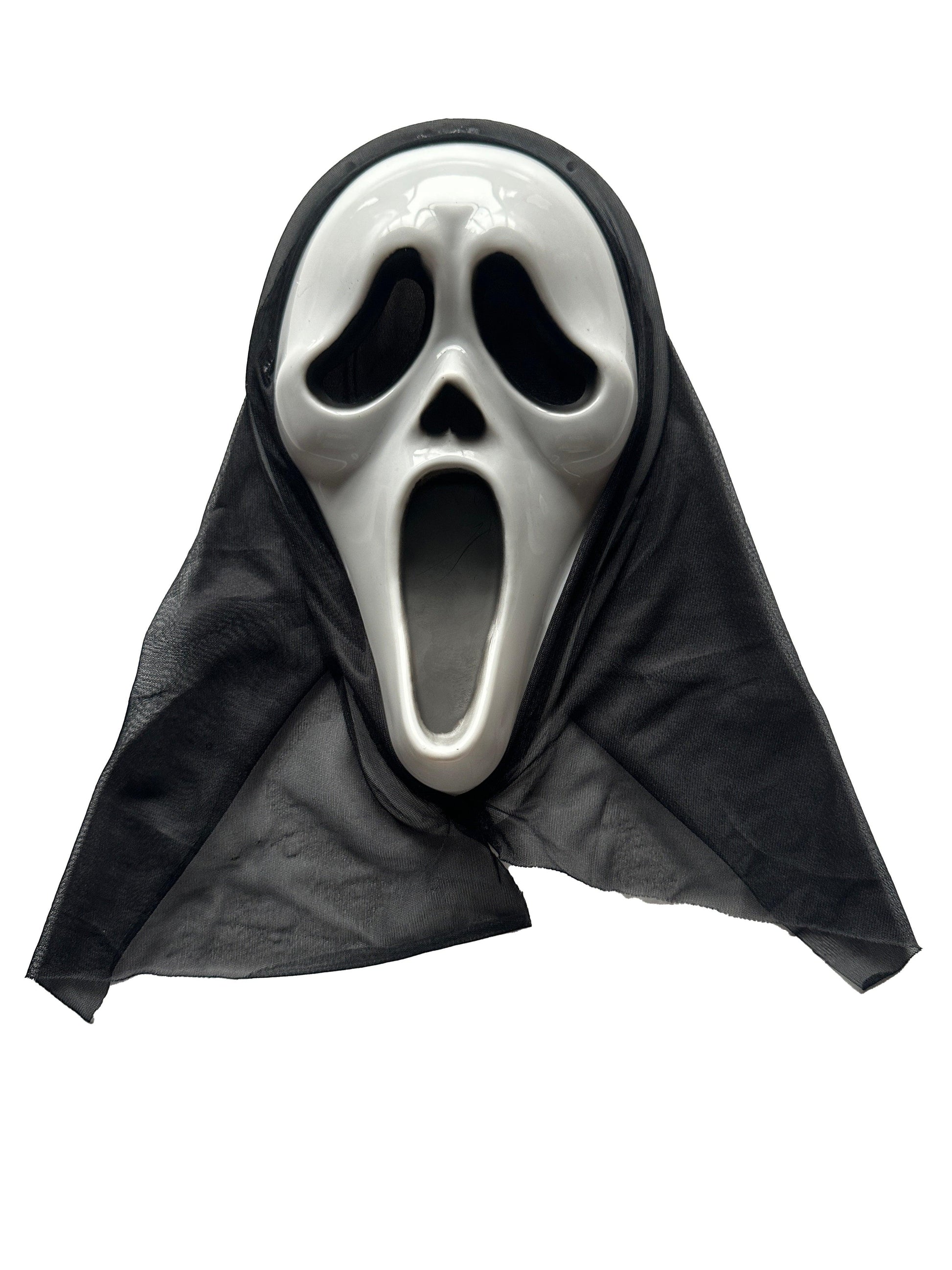 Black Dracula Cape with Collar with Scream Ghost Killer Mask Halloween Scary Dracula Fancy Dress Costume - Labreeze