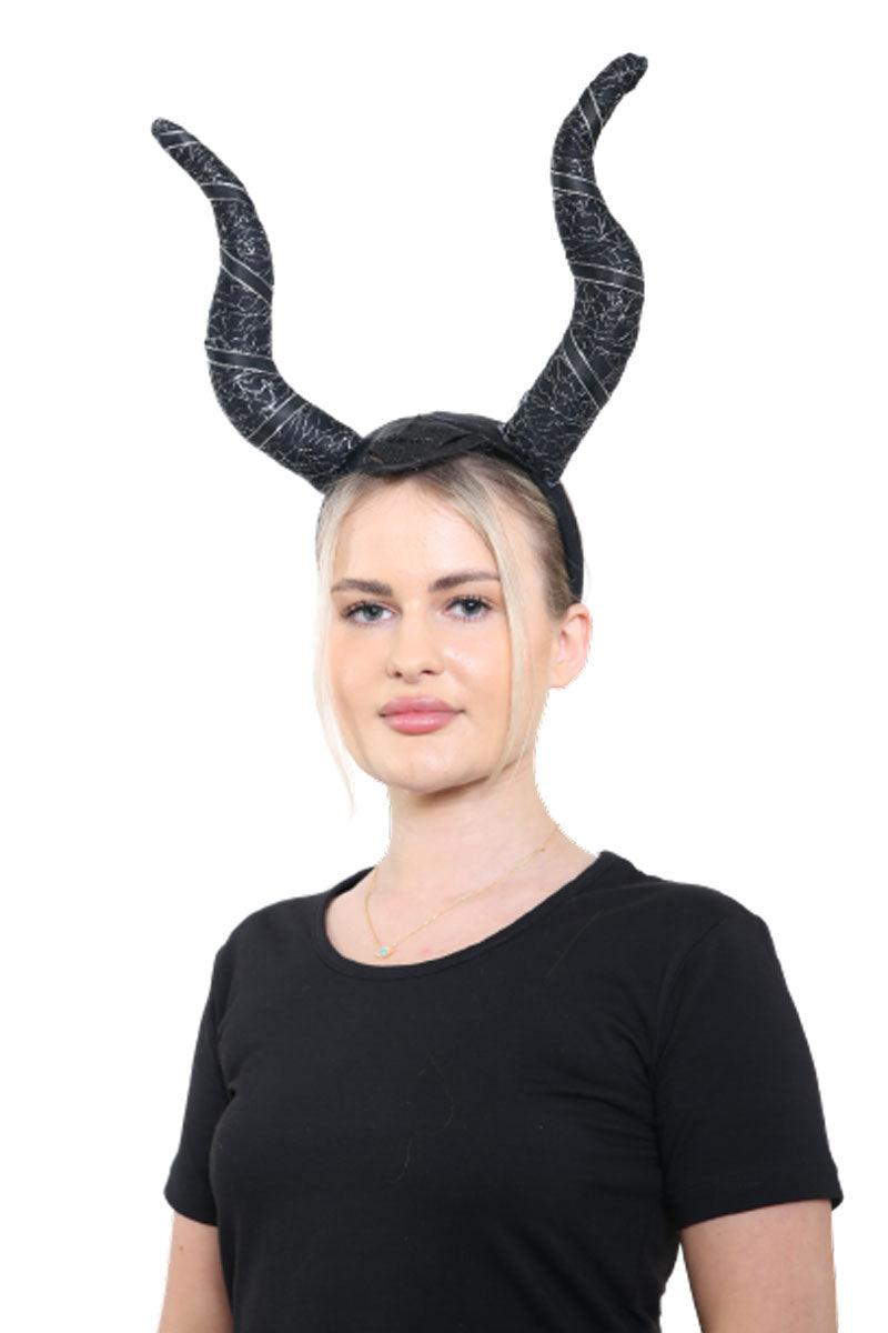 Black Fairytale Evil Witch Horns Headband Ladies Girls Halloween Gothic Horns Cosplay Fancy Dress - Labreeze