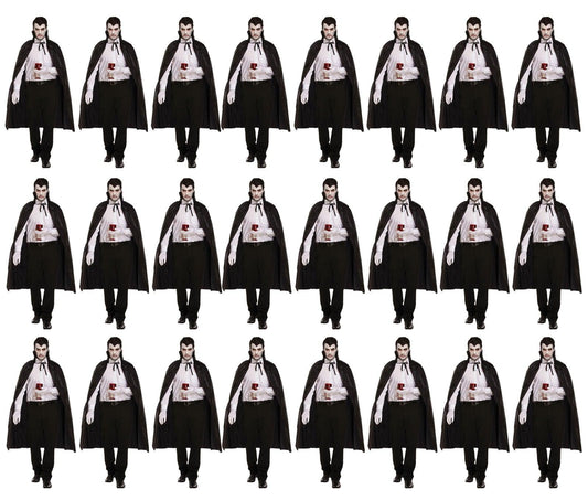 Bundle of 24 Black Dracula Long Capes with Collar - Halloween Unisex Scary Vampire Fancy Dress Costume Accessories - Labreeze