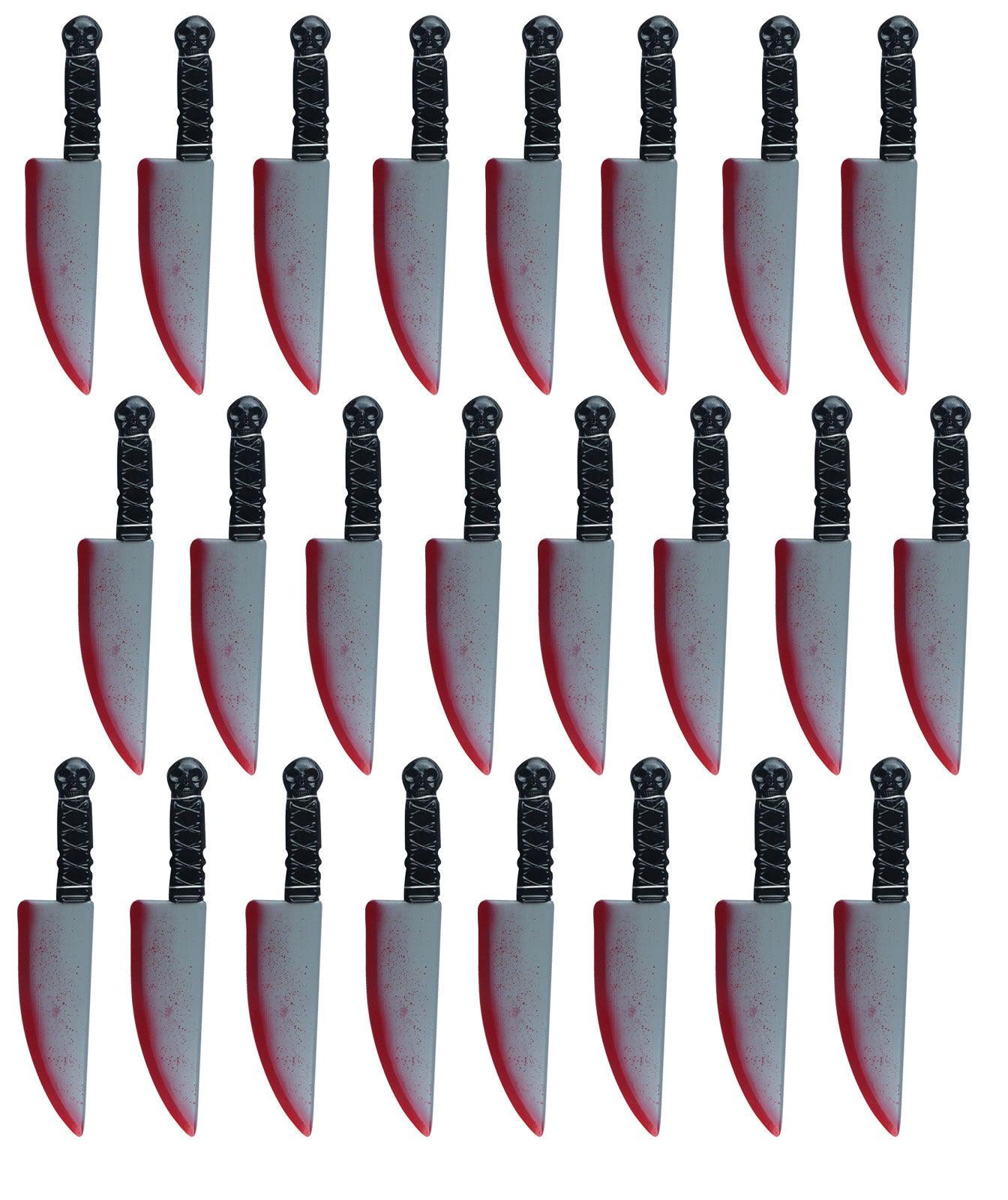 Bundle of 24 Realistic Bloodied Knife Weapon Plastic - 38 cm Halloween Horror Scary Killer Fancy Dress Party Props - Labreeze