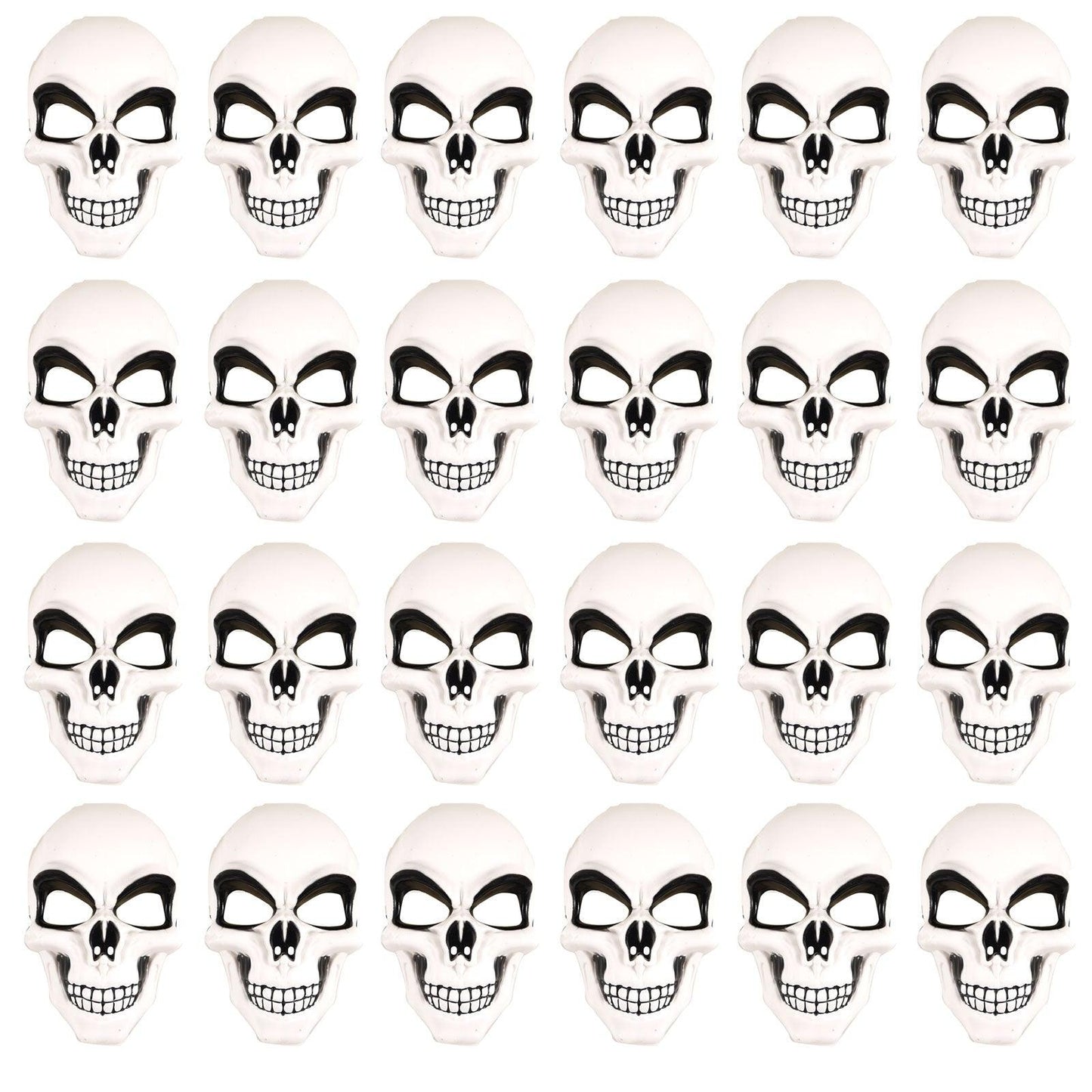 Bundle of 24 White Skeleton Mask Skull Face Halloween Scary Horror Fancy Dress Party Costume Face Mask - Labreeze