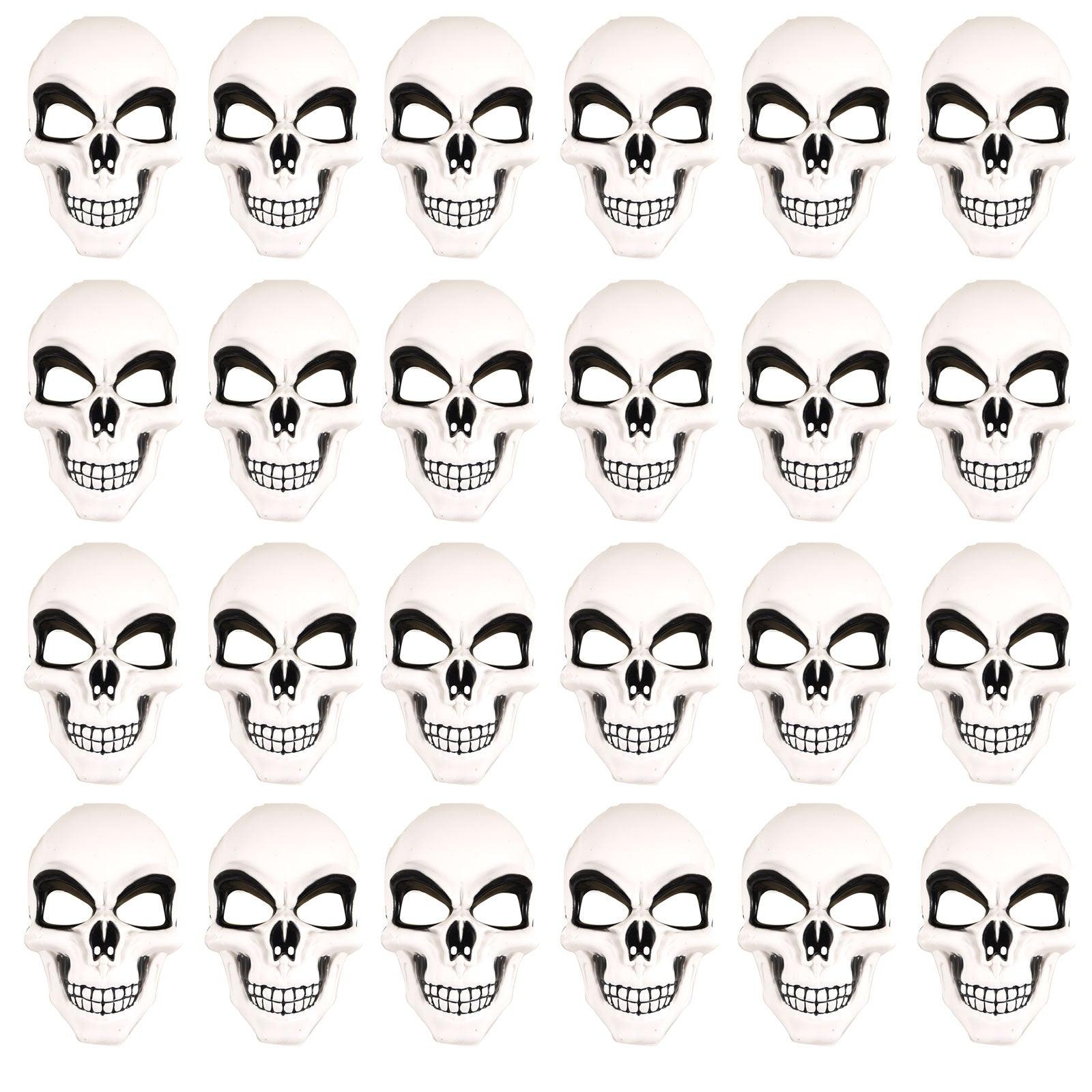 Bundle of 24 White Skeleton Mask Skull Face Halloween Scary Horror Fancy Dress Party Costume Face Mask - Labreeze