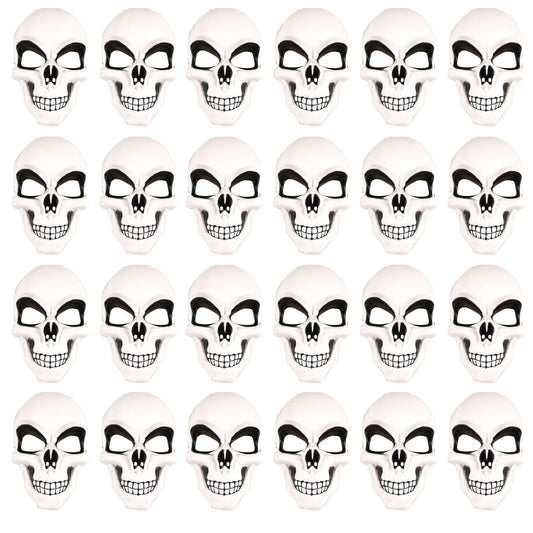 Bundle of 24 White Skeleton Mask Skull Face Halloween Scary Horror Fancy Dress Party Costume Face Mask - Labreeze