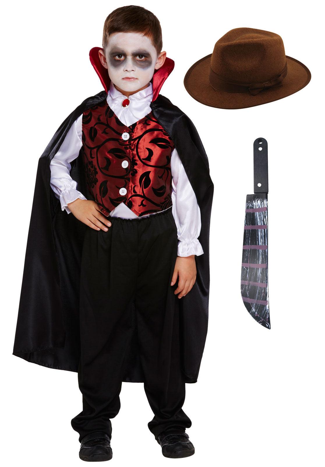 Children’s Deluxe Vampire costume Explorer Hat Fake Blooded Machete Halloween Curse of the Lost Temple Costume - Labreeze