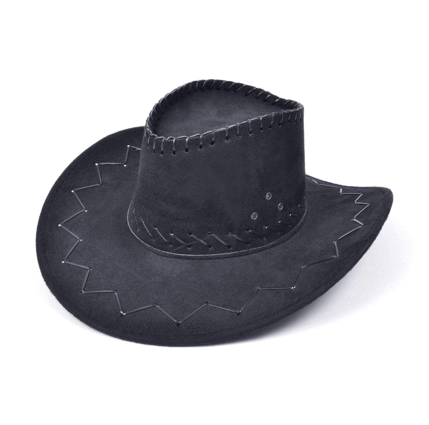 Cowboy Hat Stitched Black Men's Women's Sun Shield Hat