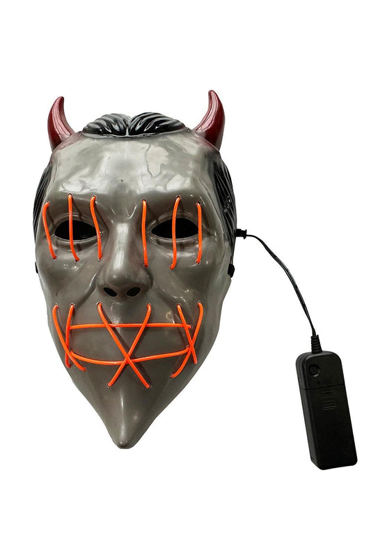 Devil Horn Light Up Mask Adults Halloween Horror Creepy Fancy Dress Costume Face Mask - Labreeze