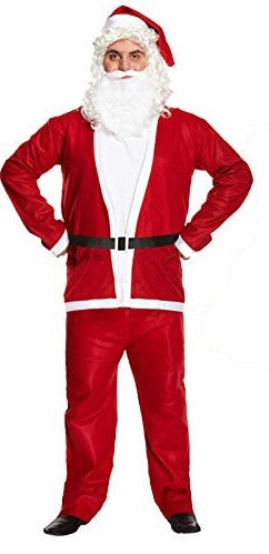 Men’s Christmas Santa Claus Deluxe Suit with Jingle Bell - Festive Father Xmas Fancy Dress