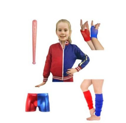 GIRLS SUPER VILLAIN SET WITH JACKET GLOVES HOT PANTS AND  LEG WARMERS - Labreeze