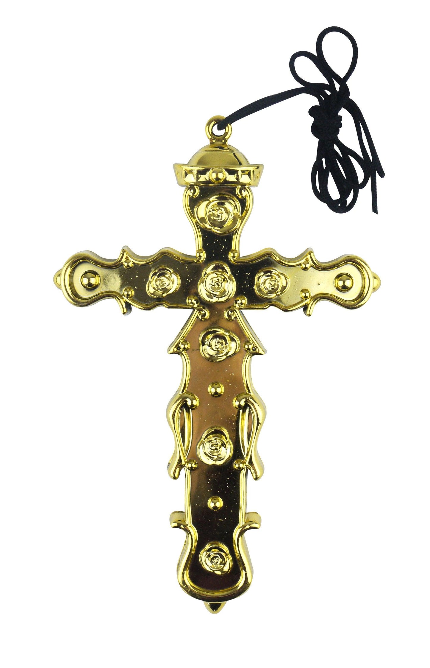 Gold Monk Cross Necklace 16 Cm with 74 Cm Cord Halloween Fancy Dress Party Cos - Labreeze