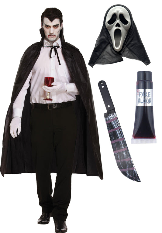 Labreeze Black Dracula Costume Set - Complete Scary Halloween Ensemble - Labreeze