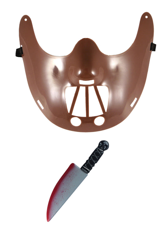 Labreeze Hannibal Lecter Costume Set | Plastic Mask & Fake Blooded Knife - Labreeze