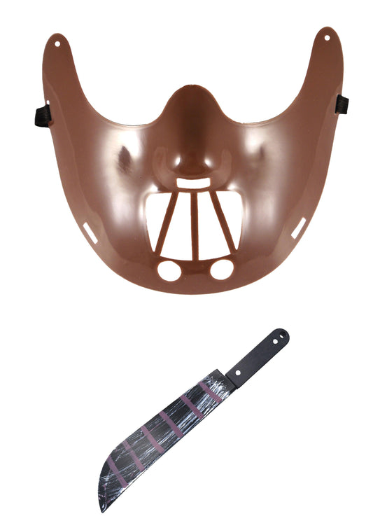 Labreeze Hannibal Lecter Costume Set | Plastic Mask & Fake Blooded Machete - Labreeze