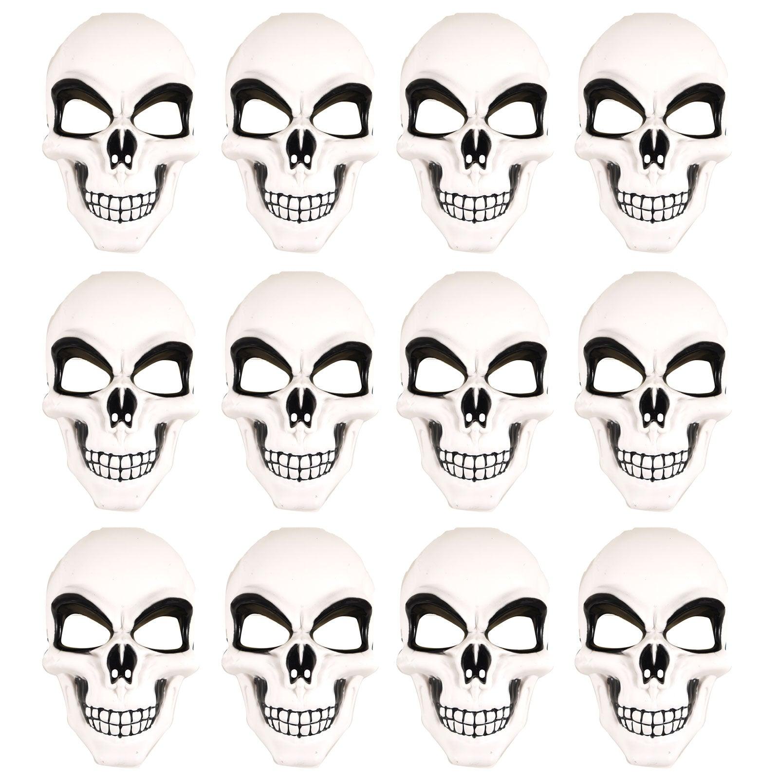 Pack of 12 White Skeleton Mask Skull Face Halloween Scary Horror Fancy Dress Party Costume Face Mask - Labreeze