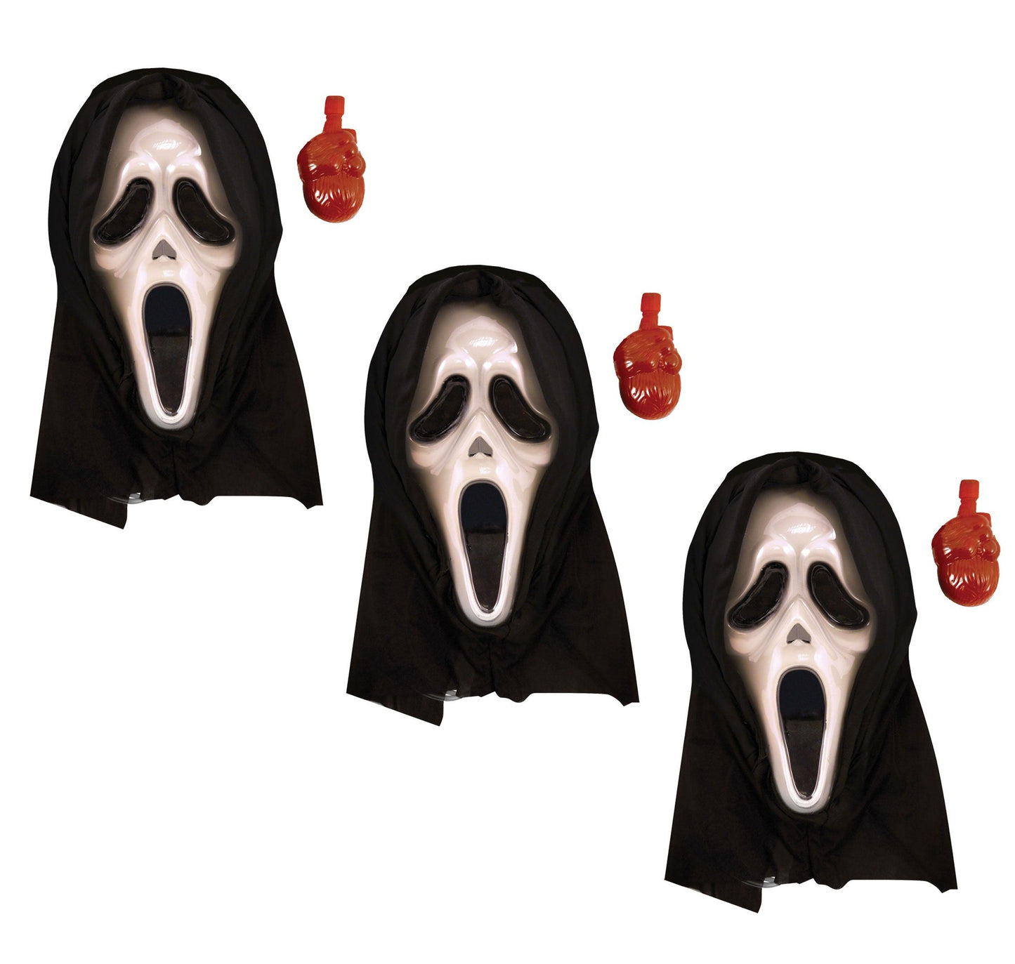 Pack of 3 Bleeding Halloween Masks - Spooky Plastic Scream Masks with Blood - Labreeze