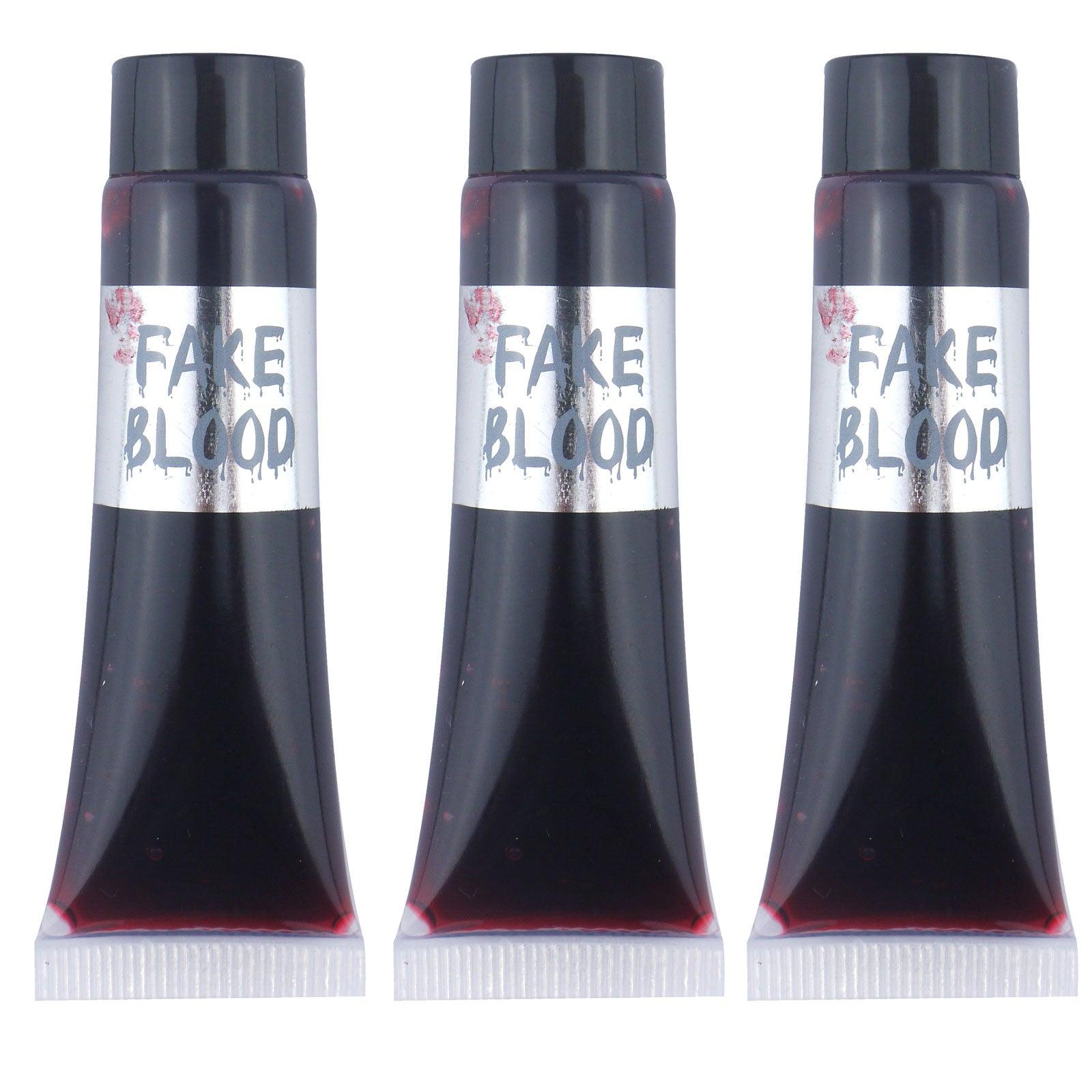 Pack of 3 Fake Blood Tubes - 16ml Halloween Horror Vampire Theme Party Fancy Dress Makeup Accessories - Labreeze