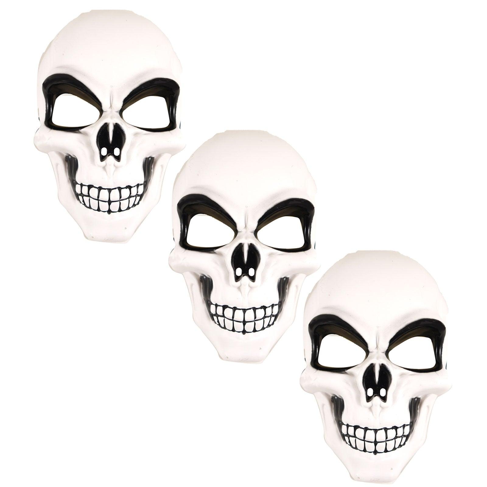 Pack of 3 White Skeleton Mask Skull Face Halloween Scary Horror Fancy Dress Party Costume Face Mask - Labreeze