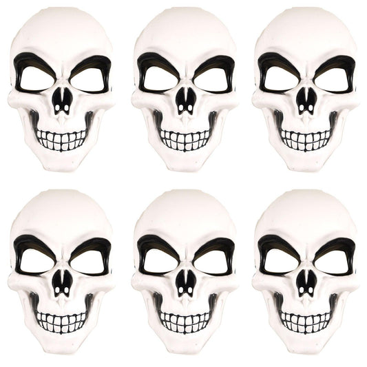 Pack of 6 White Skeleton Mask Skull Face Halloween Scary Horror Fancy Dress Party Costume Face Mask - Labreeze