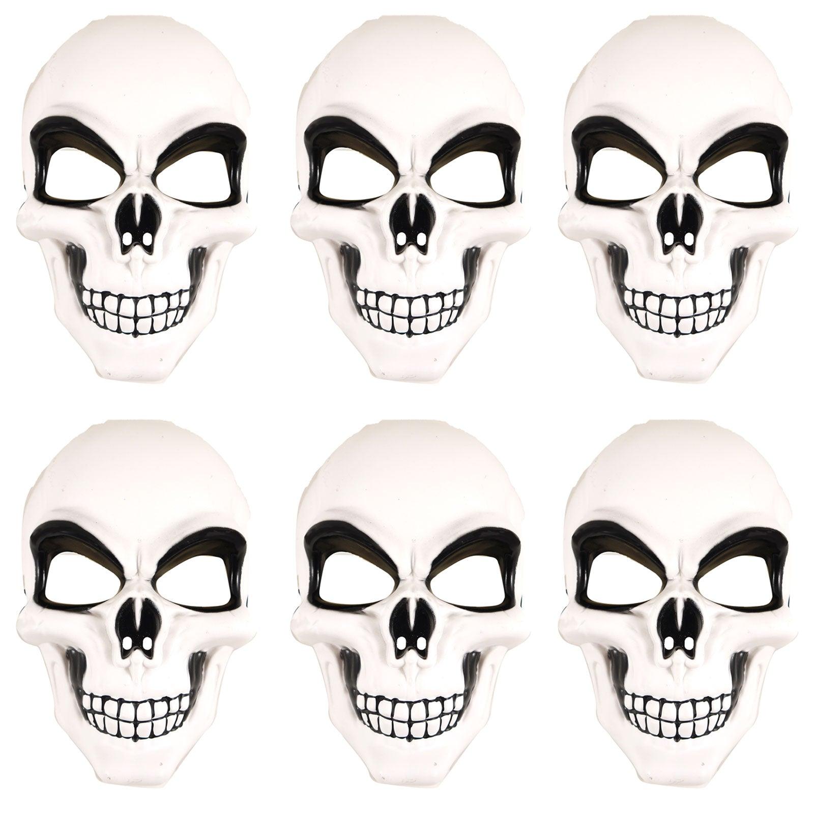 Pack of 6 White Skeleton Mask Skull Face Halloween Scary Horror Fancy Dress Party Costume Face Mask - Labreeze