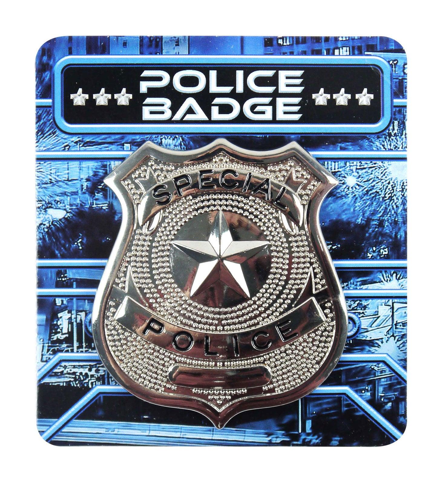 Silver Metal Police Badge Unisex Adults Police costume Fancy Dress Accessory - Labreeze