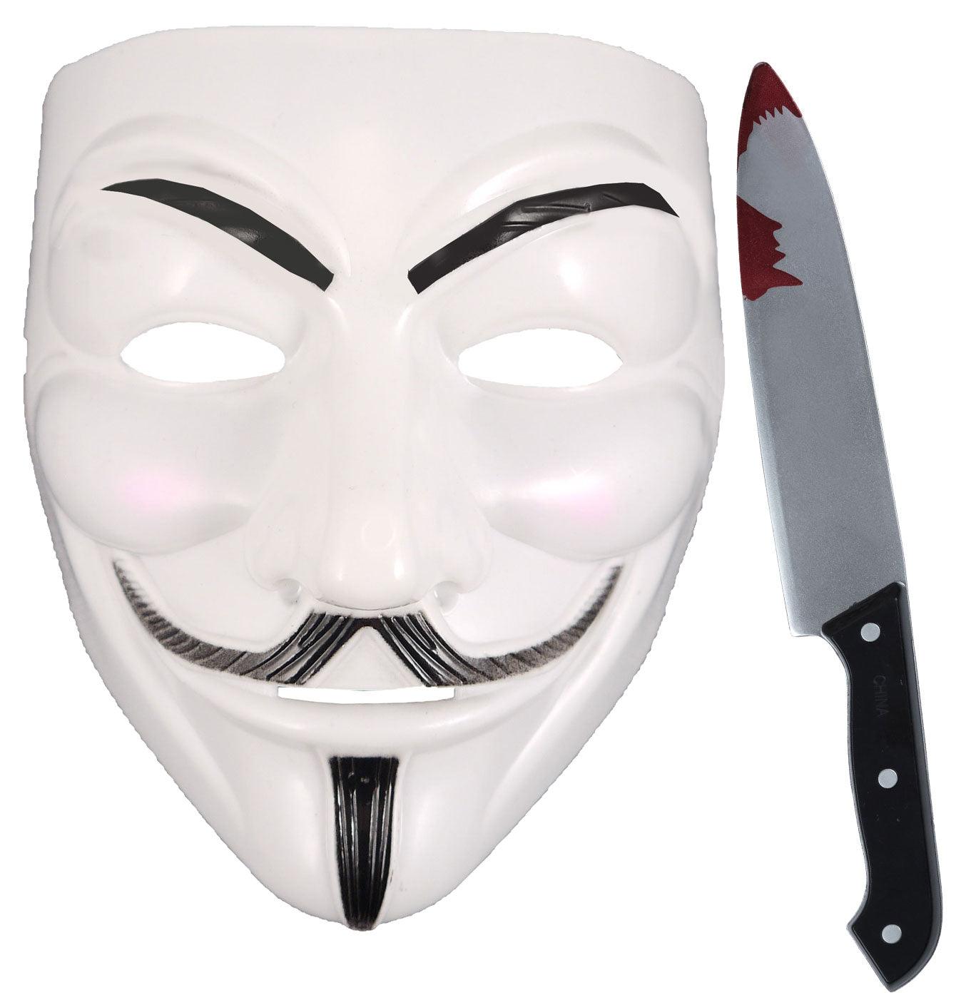 V for Vendetta Face Mask Bloody Kitchen Knife Halloween Horror Chef Party Set - Labreeze