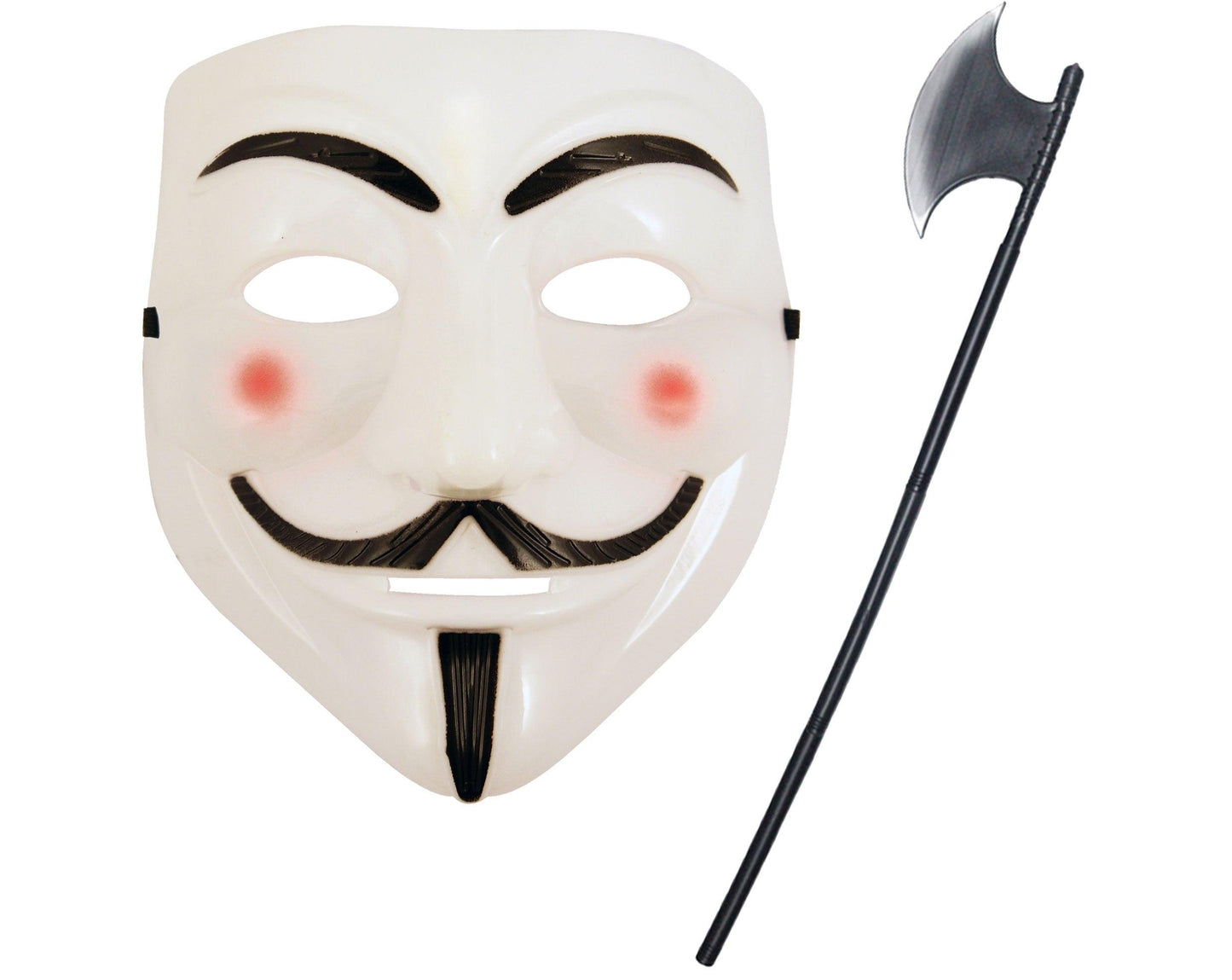 V for Vendetta Face Mask Long Plastic Axe Halloween Purge Anonymous Ghost Fancy Dress Party 2 Pcs Set - Labreeze