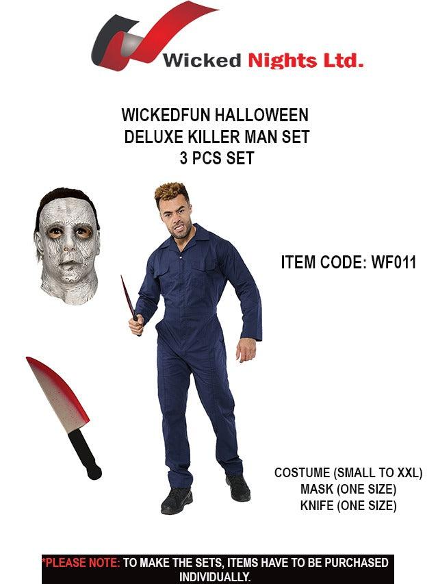 “Wicked Fun Deluxe Killer Man Halloween Costume Set”. “Wicked Fun Deluxe Killer Man 3-Piece Halloween Costume Set: Costume, Mask, and Knife” - Labreeze