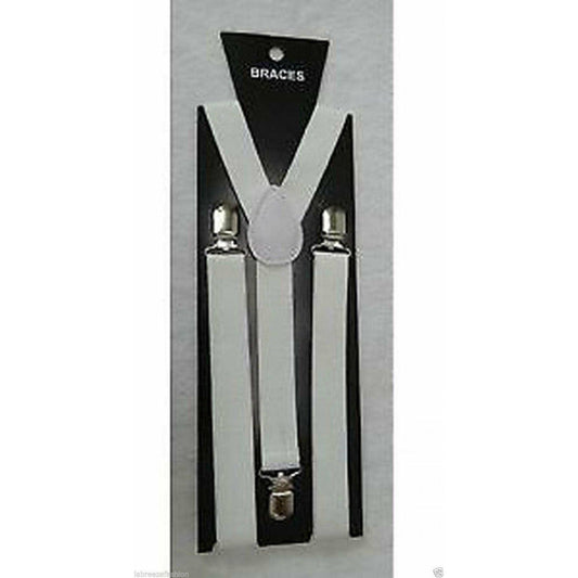 Adjustable Braces Mens Womens Unisex Plain Trouser Suspenders Elastic Clip On - Labreeze