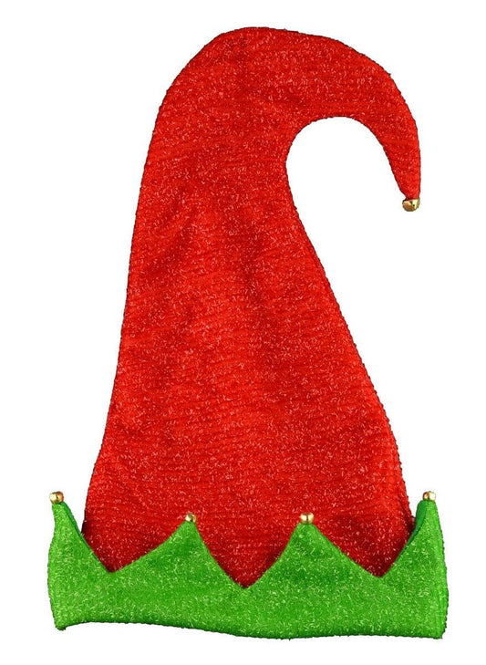 Adults Giant Sparkly Elf Santa Hat with Bells Christmas Festive Xmas Dress Up - Labreeze