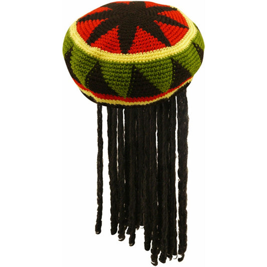 Adults Jamaican Hat Wig with Dreadlocks Bob Marley Fancy Dress Hat - Labreeze