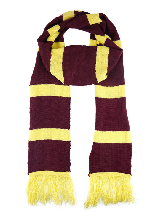 Adults Maroon Yellow Scarf School Boy Wizard Harry Potter Unisex Fancy Dress - Labreeze