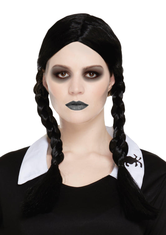 Adults Scary Daughter Plaited Wig Black Halloween Horror Party Fancy Dress - Labreeze