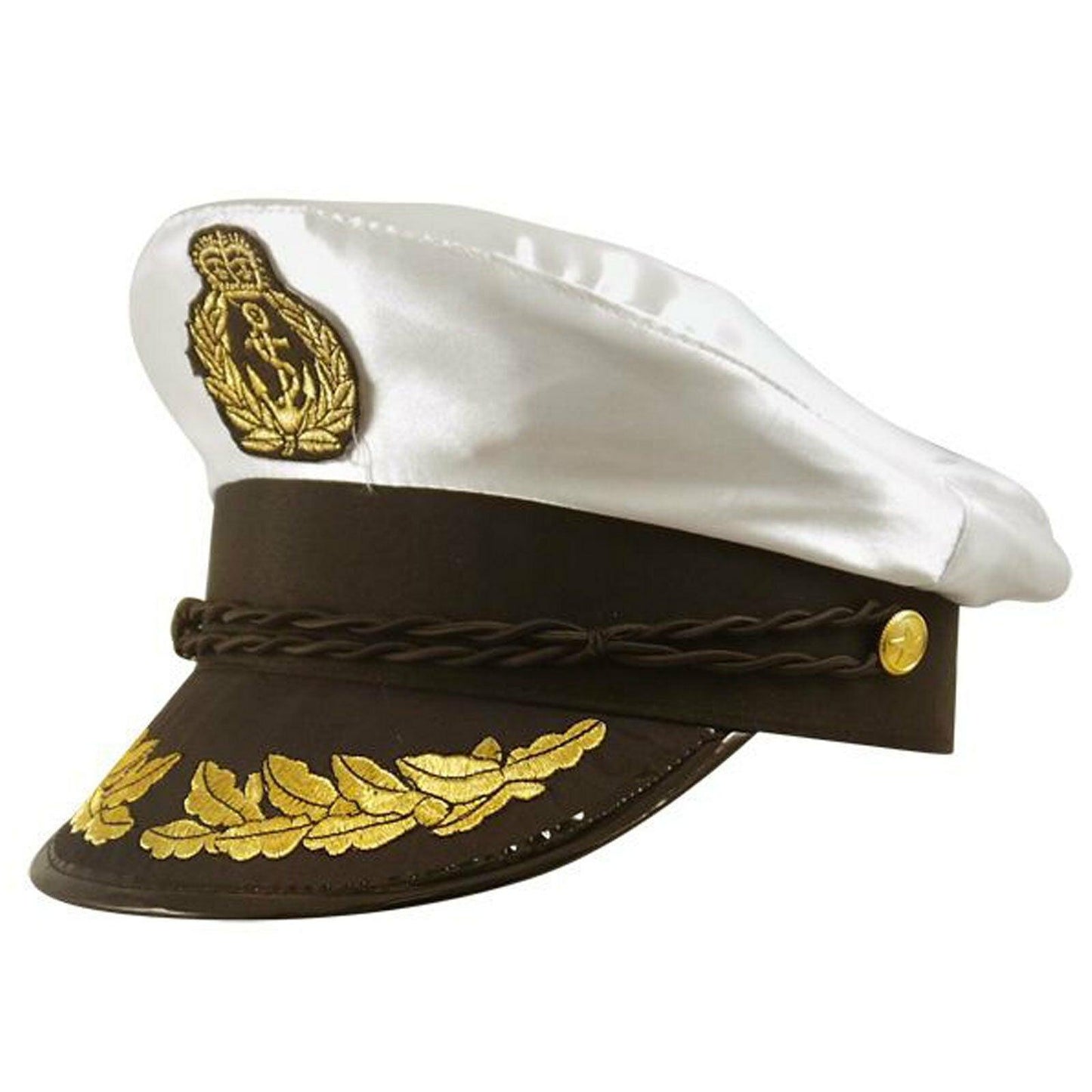 Captain Hat Adults Naval Officer Quality Satin Navy Sailor Fancy Dress Hat - Labreeze