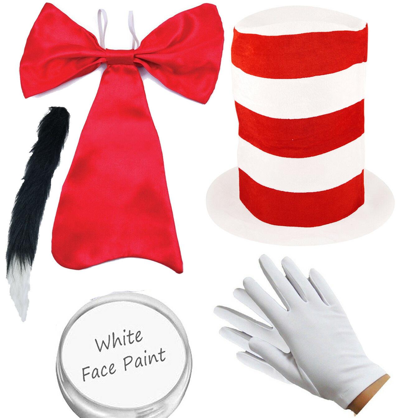 Children's Cat in the Hat Costume Kit - Red and White Theme for World Book Day - Labreeze