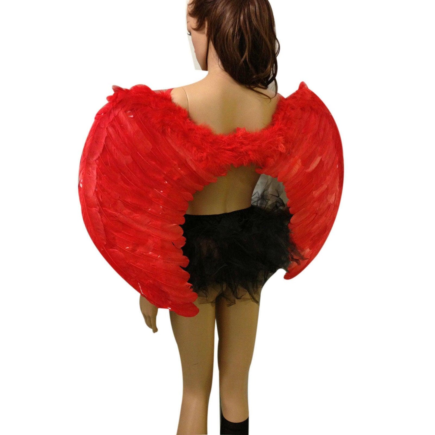 Deluxe Large Red Real Feather Wings Womens Ladies Fancy Dress Party Costume - Labreeze