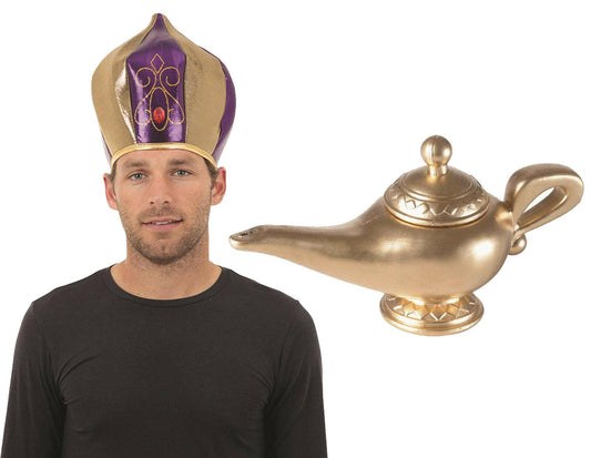 Genie Lamp & Sultan Turban Tall Hat Set - Aladdin World Book Day Fancy Dress - Labreeze